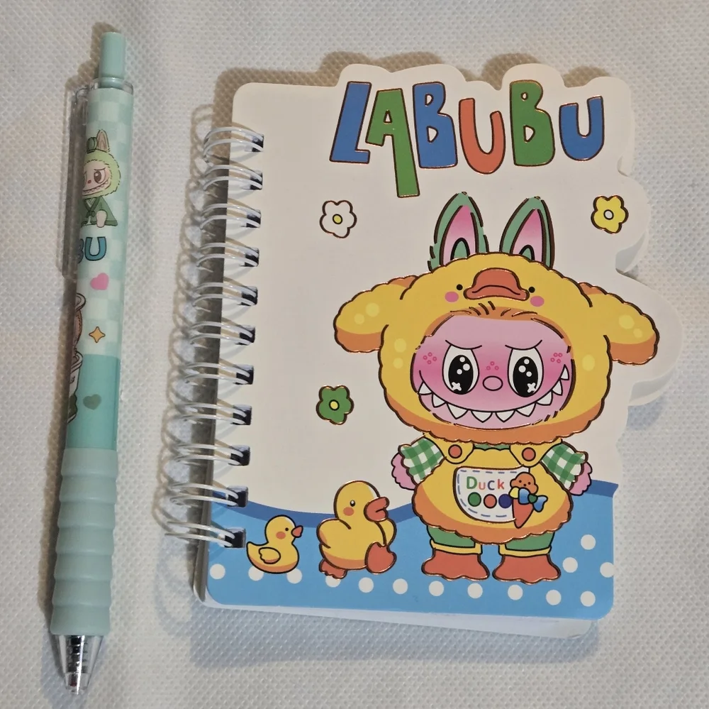 🍒🍒 Cute Labubu Spiral Notebook & Pen With Grip
